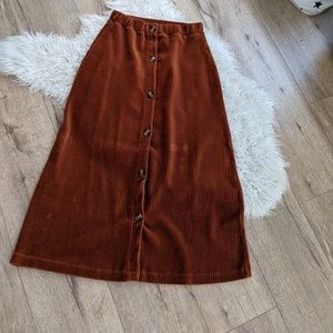 AEO Burnt Orange Corduroy Midi Skirt - NWT - XS